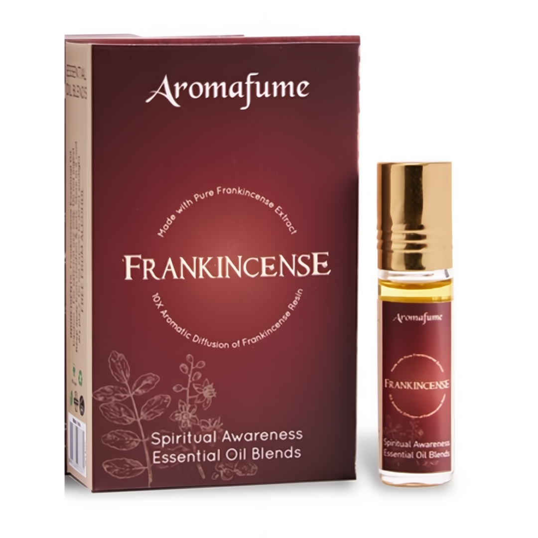 Aromafume Frankincense roll-on and box of white background