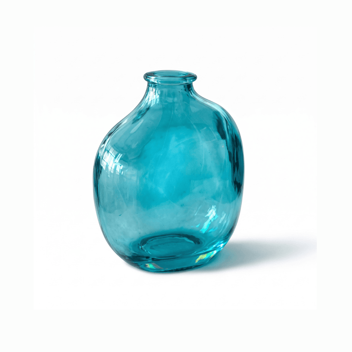 Blue Glass Flower Vases, compact vase perfect for single stems or small posies, adds charm to any decor.