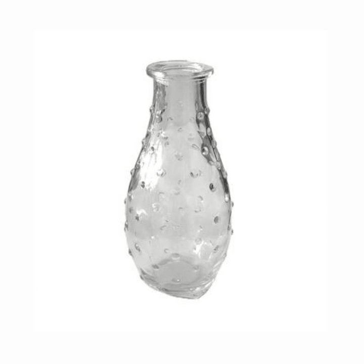 Glass Flower Vases in clear dotty design, perfect for single stems or posies, adds charm to any space.