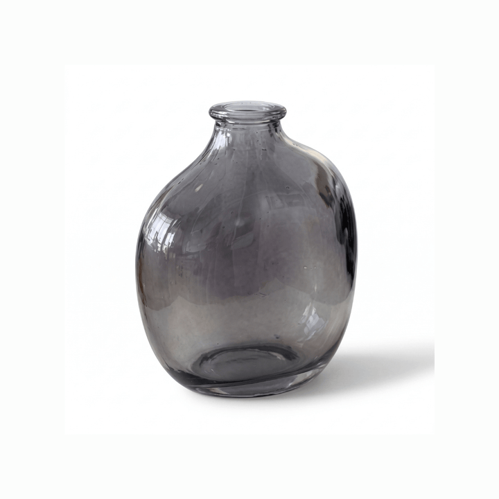 Stylish grey Glass Flower Vases, perfect for single stems or small posies, enhancing any decor.