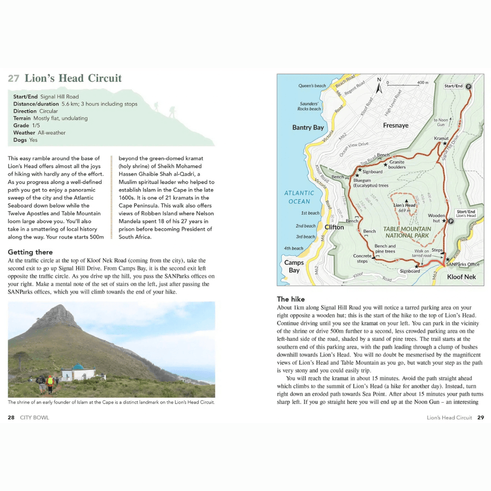 Hiking Cape Town: Lion's Head Circuit map and details for outdoor enthusiasts and hikers.