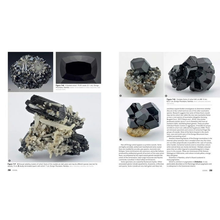 Mineral specimens on a white background with descriptive text.