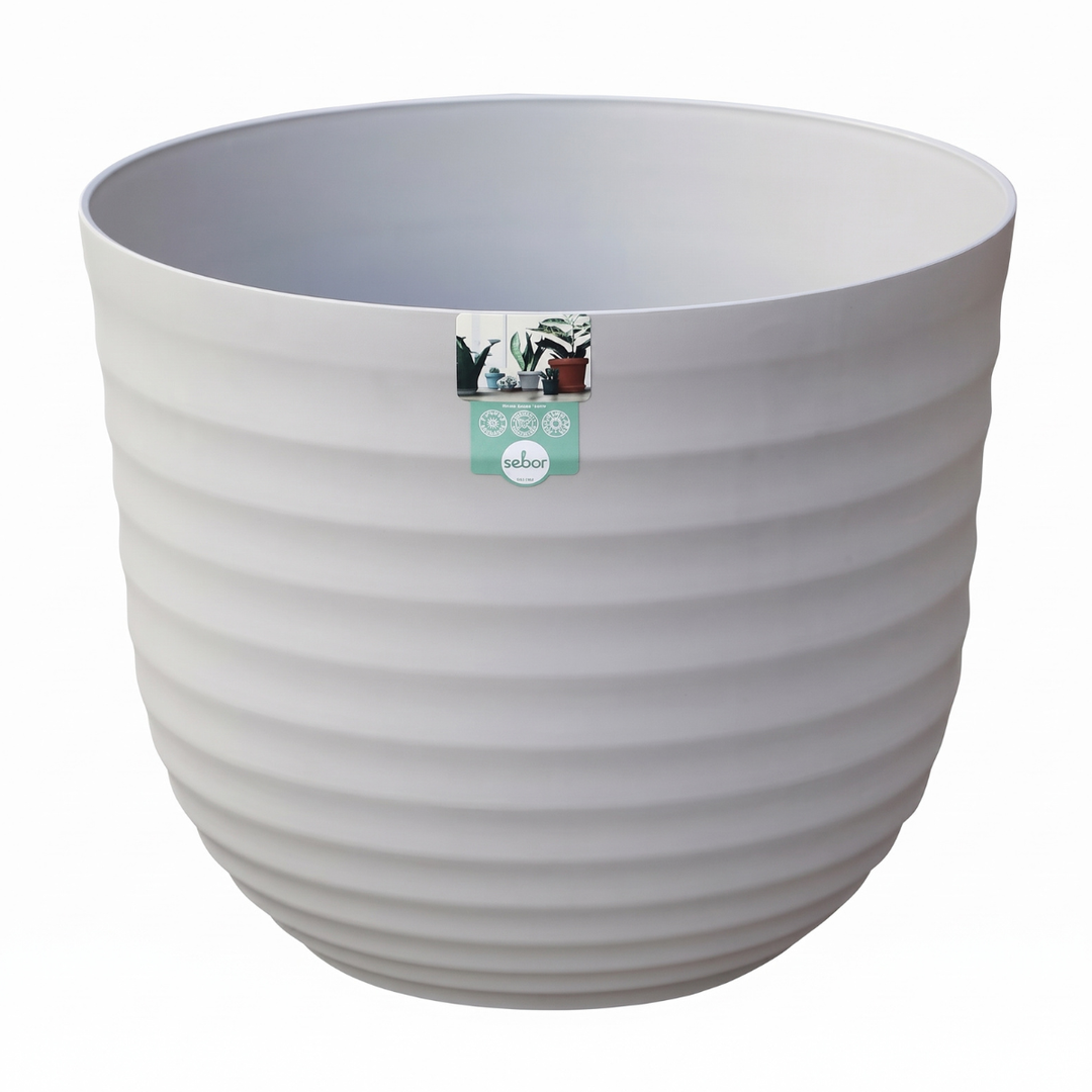 Textured Plastic Grey planter on White background