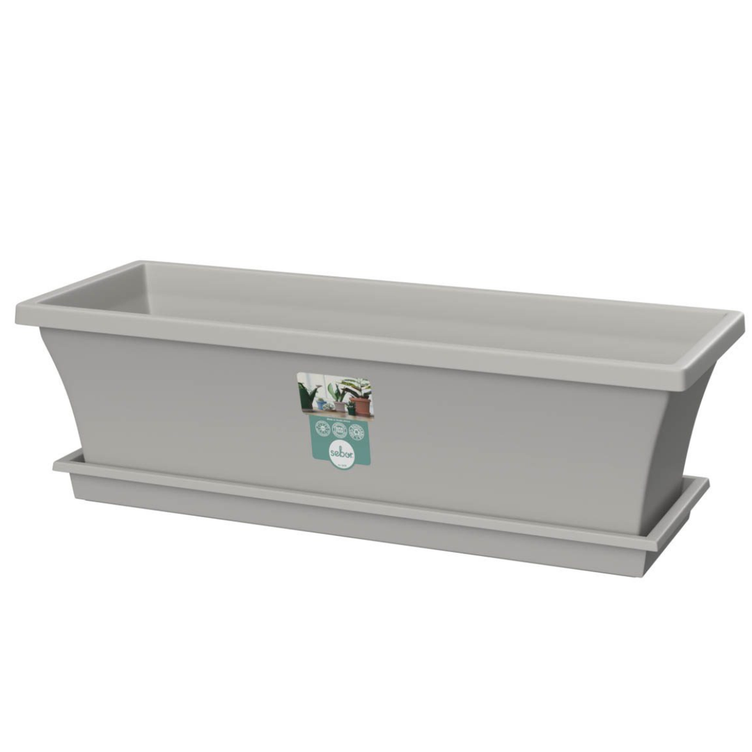 Light Grey window box planter 50cm on white background