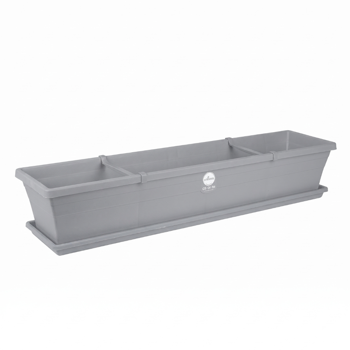 Light Grey window box planter 75cm on white background