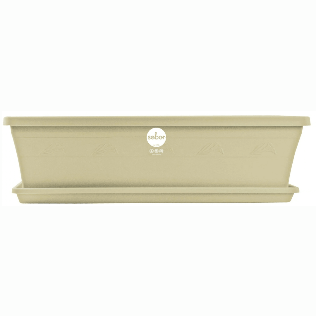 Sebor Sill Planter - Beige, stylish planter with drip tray, perfect for indoor and outdoor use.