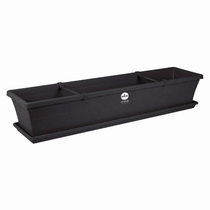 Sebor Sill Planter - Charcoal with drip tray suitable for indoor and outdoor use
