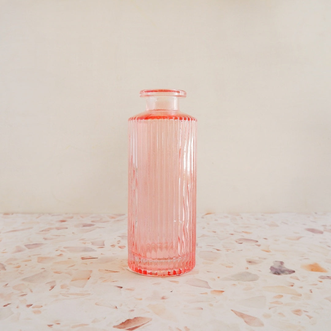 Glass Vase - Pink Ribbed - Shop Online!